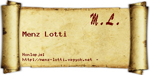 Menz Lotti névjegykártya